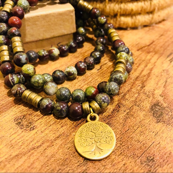 Jewelry - ✨HANDMADE DRAGON BLOOD JASPER MALA NECKLACE✨